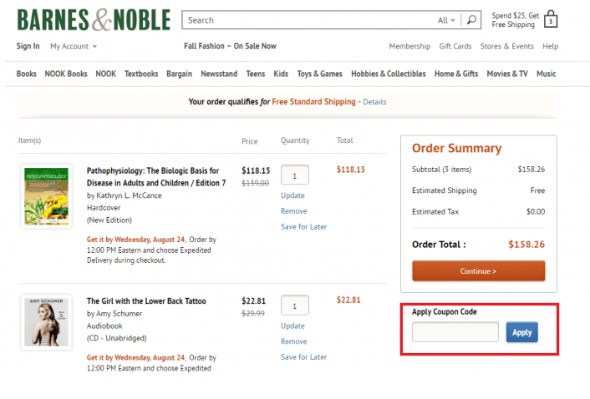 How to use Barnes & Noble promo code