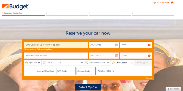 How to use Budget Car Rental promo code