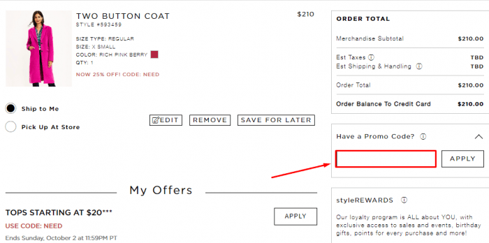 How to use LOFT promo code