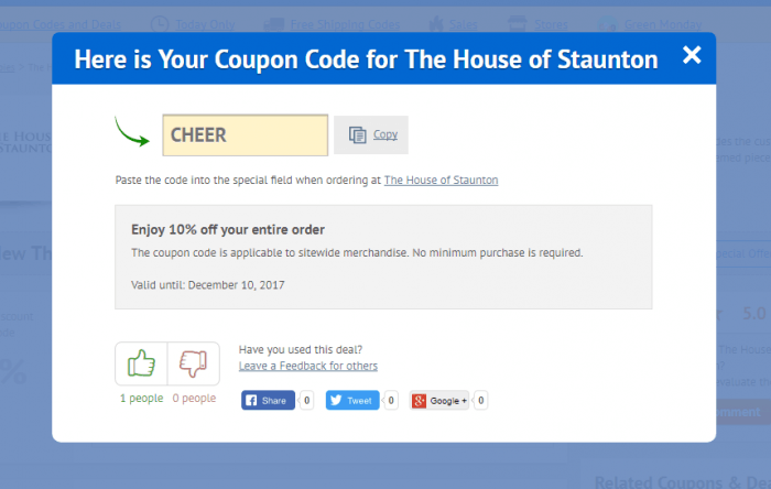 How to use a discount code at The House of Staunton