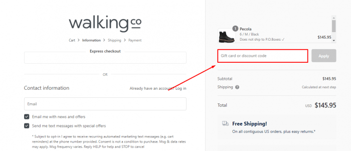 How to use The Walking Company promo code