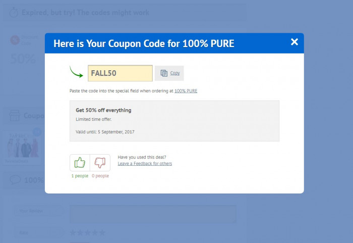 How to use a discount code at 100% PURE