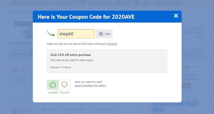 How to use a discount code at 2020AVE