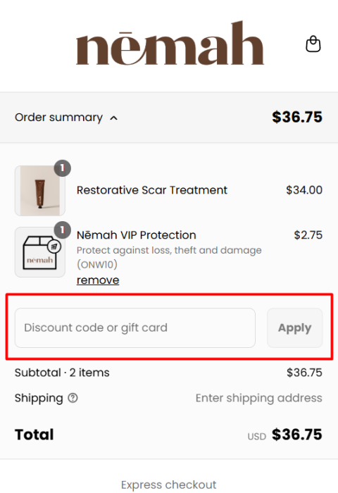 How to use Nēmah promo code