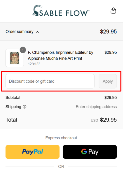 How to use Sable Flow promo code