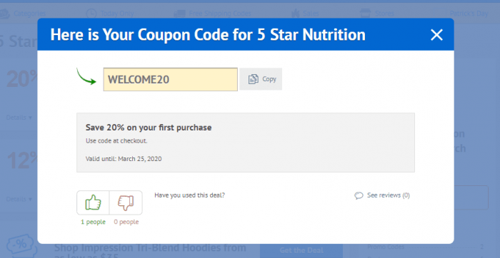 5 star nutrition coupon