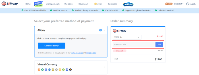 How to use 922 S5 Proxy promo code