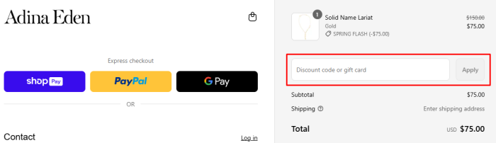How to use Adina Eden promo code
