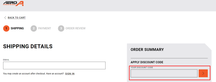 How to use Aero Precision promo code