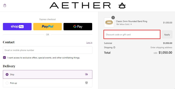 How to use Aether Diamonds promo code