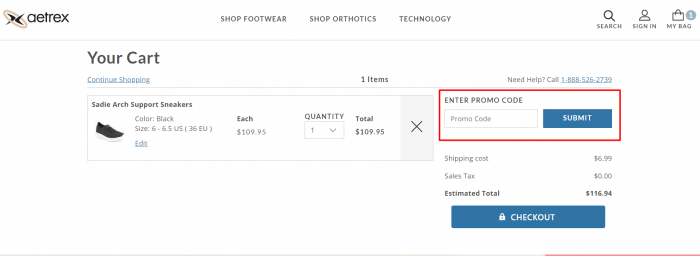 How to use Aetrex promo code