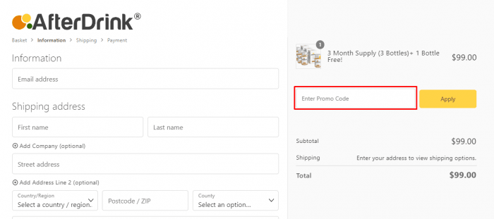 How to use AfterDrink promo code
