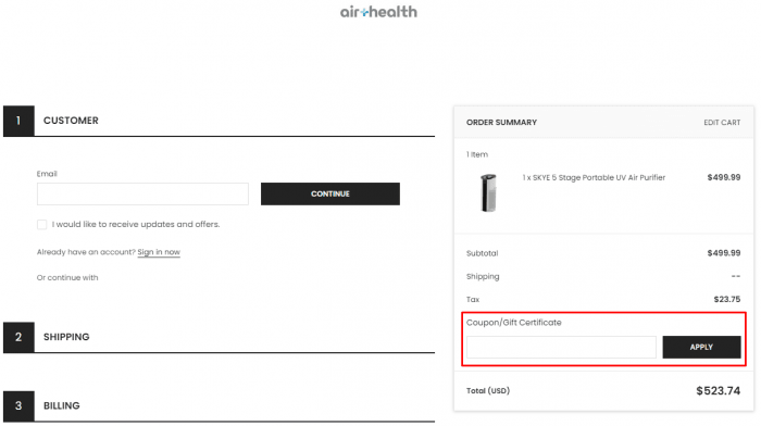 How to use Air Health promo code