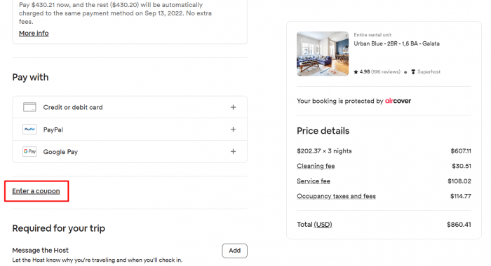 How to use Airbnb promo code
