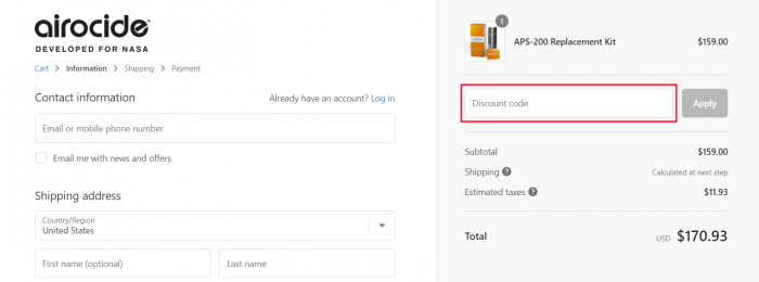 How to use Airocide promo code