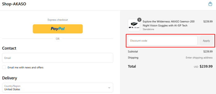 How to use AKASO promo code