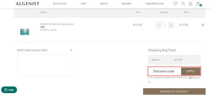 How to use Algenist promo code