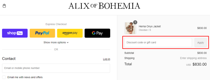 How to use Alix of Bohemia promo code