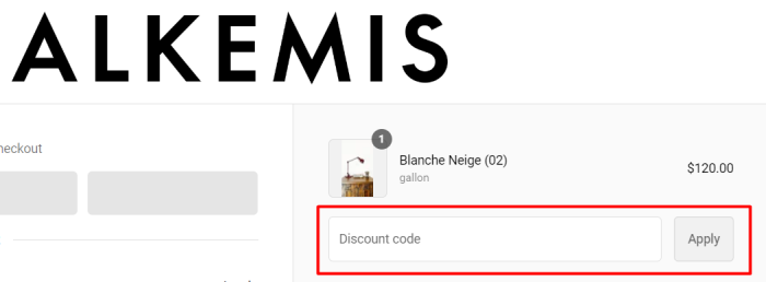 How to use ALKEMIS promo code