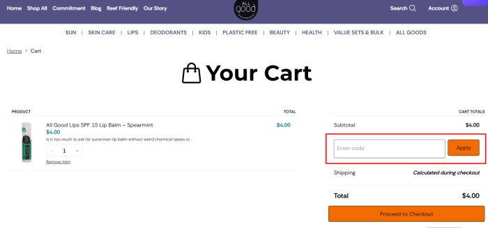 How to use All Good promo code