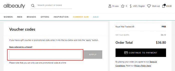 How to use allbeauty promo code