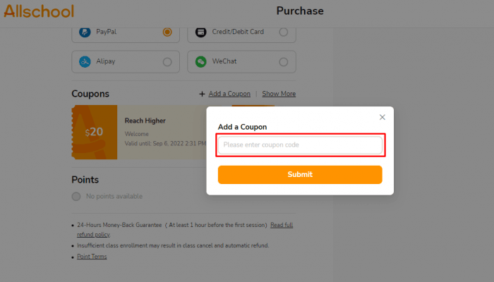 How to use Allschool promo code