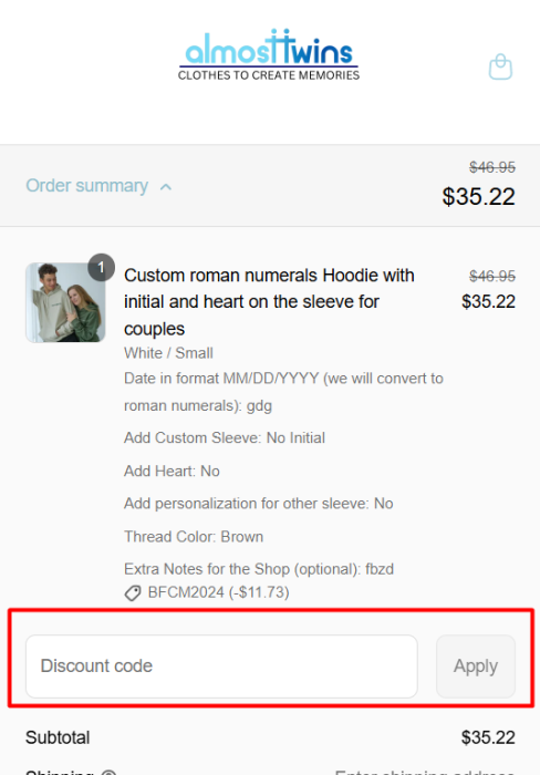 How to use Almost Twins promo code