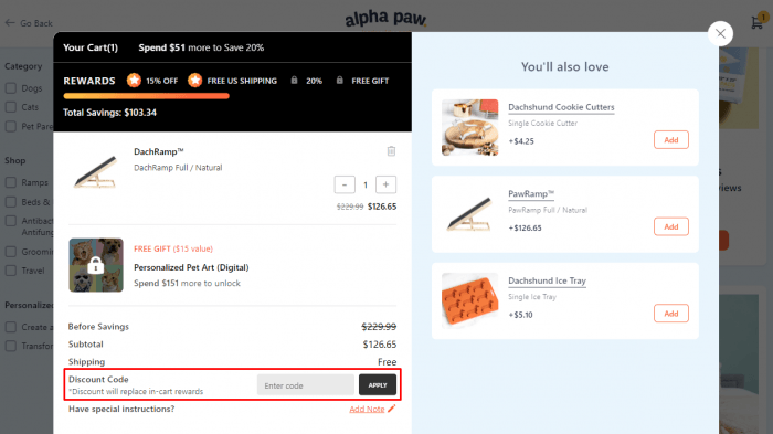 How to use Alpha Paw promo code