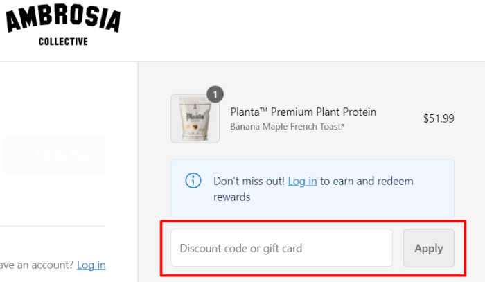 How to use Ambrosia Collective promo code
