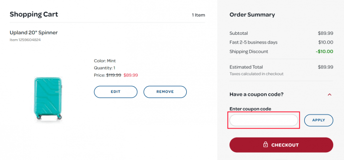 How to use American Tourister promo code