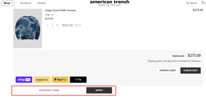 How to use American Trench promo code