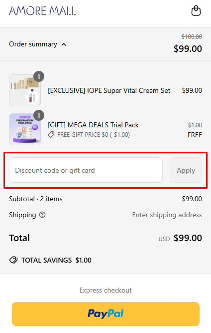 How to use Amore Mall promo code