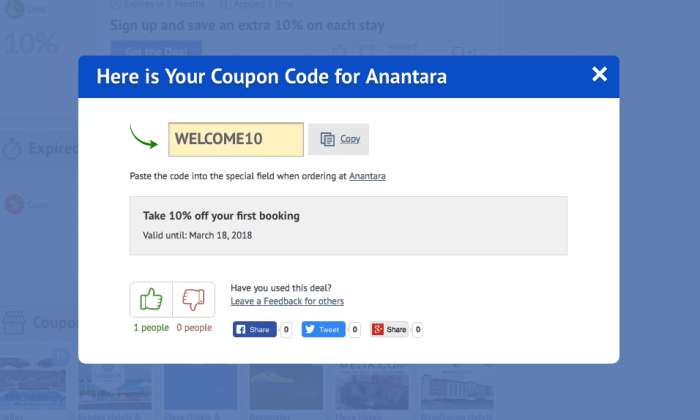 How to use a promotion code at Anantara