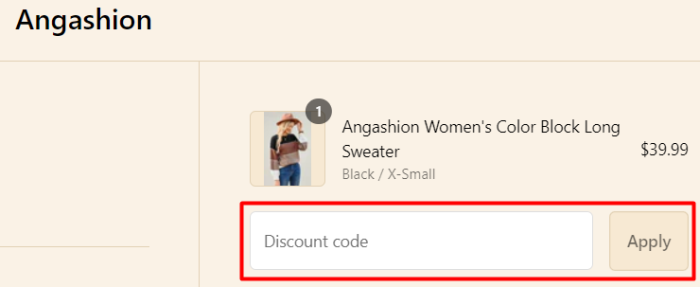 How to use Angashion promo code