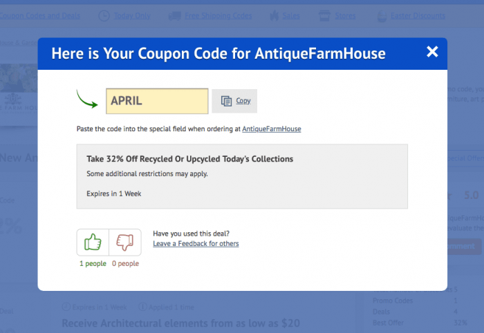 How to use a promo code at AntiqueFarmHouse