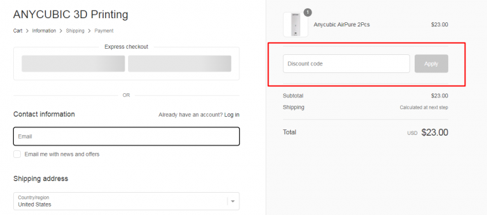 How to use Anycubic promo code
