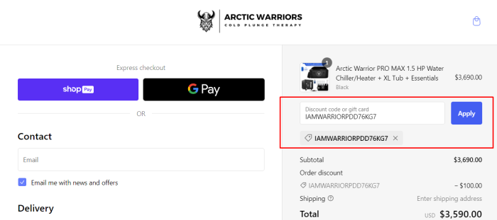How to use ARCTIC WARRIORS promo code