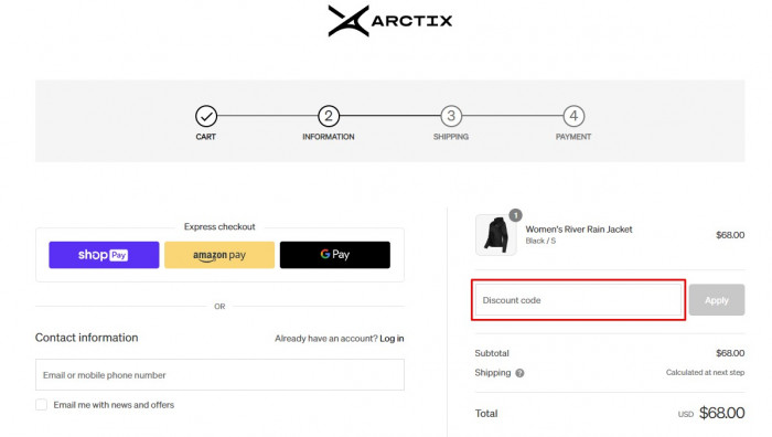 How to use Arctix promo code
