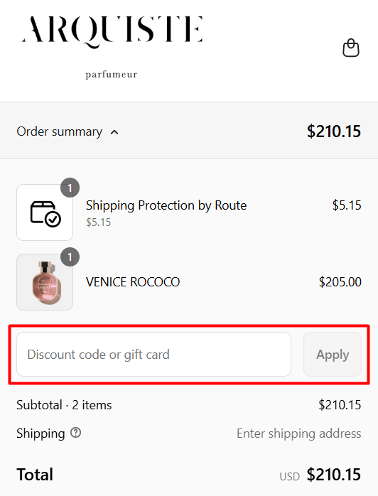 How to use ARQUISTE Parfumeur promo code