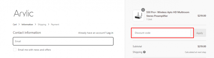 How to use Arylic promo code