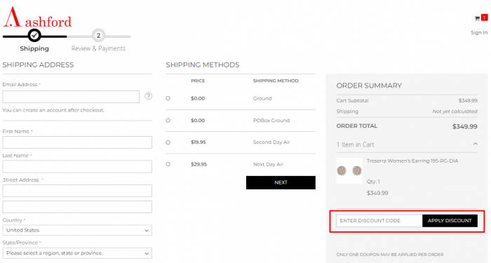 How to use Ashford promo code
