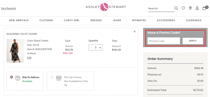 How to use Ashley Stewart promo code