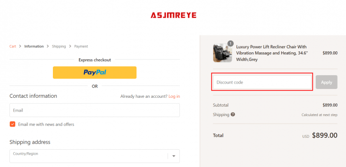 How to use ASJMREYE promo code
