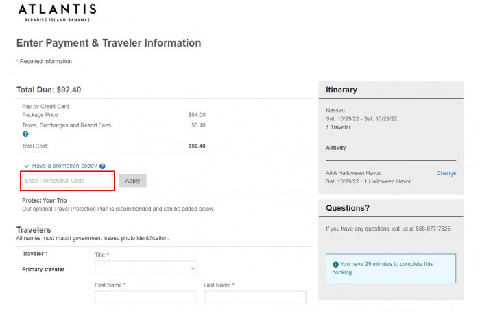 How to use Atlantis Bahamas promo code