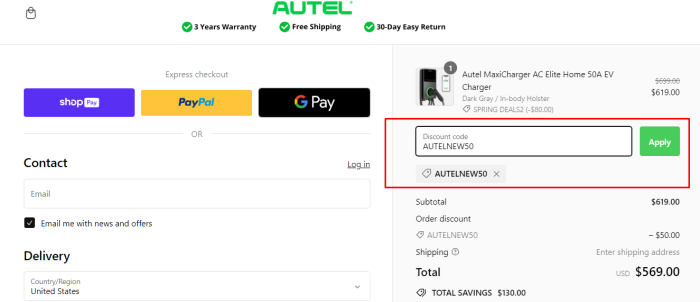 How to use Autel promo code