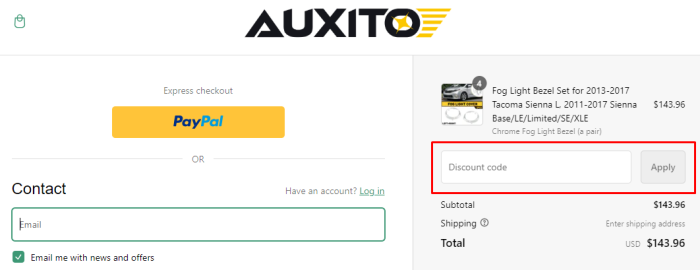 How to use Auxito promo code
