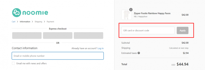 How to use Baby Noomie promo code