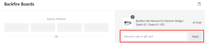 How to use Backfire Boards promo code