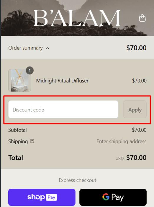 How to use B'alam promo code