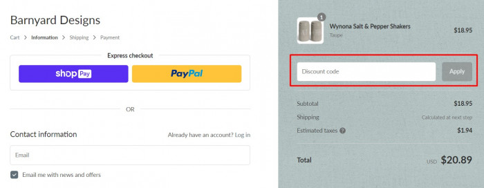 How to use Barnyard Designs promo code